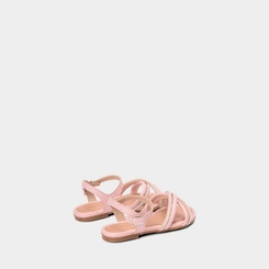 Sandália Infantil Molekinha Multitiras Cruzadas Detalhe Pérolas Rosa