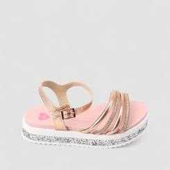 Sandália Infantil Molekinha Metalizada Tiras Strass Glitter Ouro