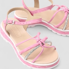 Sandália Infantil Molekinha Multi Tiras Strass & Nó Rosa