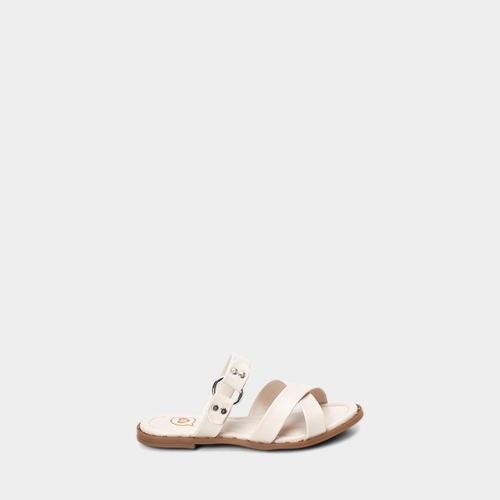 Rasteira Infantil Molekinha Tiras Cruzadas Detalhe Argola Off White