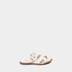 Rasteira Infantil Molekinha Tiras Cruzadas Detalhe Argola Off White
