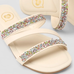 Rasteira Infantil Molekinha Strass Multi Tiras Bege