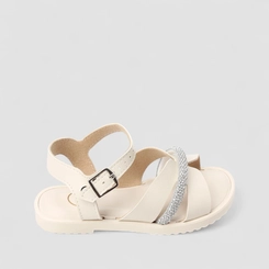Sandália Infantil Molekinha Tira Strass Off White