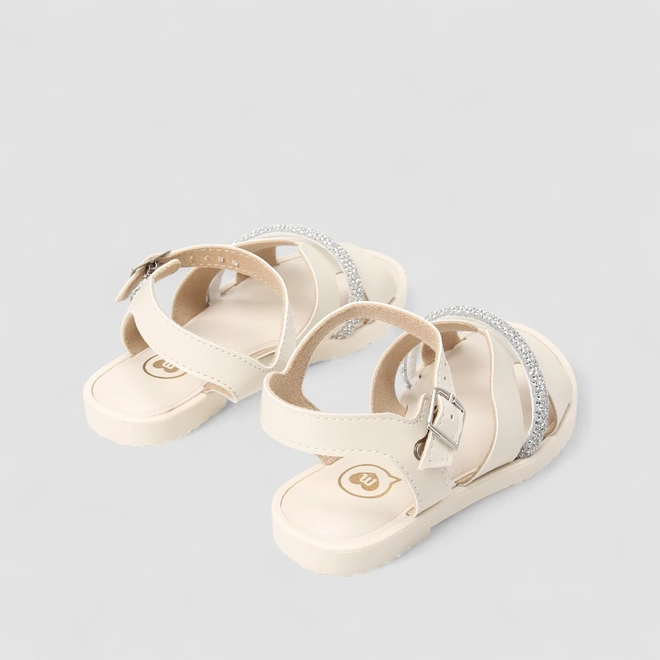 Sandália Infantil Molekinha Tira Strass Off White