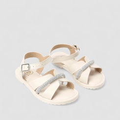 Sandália Infantil Molekinha Tira Strass Off White