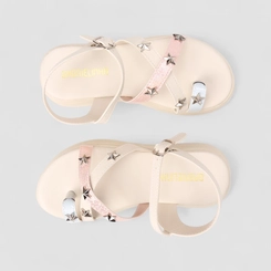 Sandália Infantil Gabrielinha Glitter Tiras Cruzadas Estrelas Off White