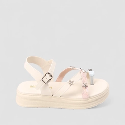Sandália Infantil Gabrielinha Glitter Tiras Cruzadas Estrelas Off White