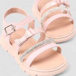 Sandália Infantil Feminina Gabrielinha Strass Laço Rosa