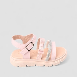 Sandália Infantil Feminina Gabrielinha Strass Laço Rosa