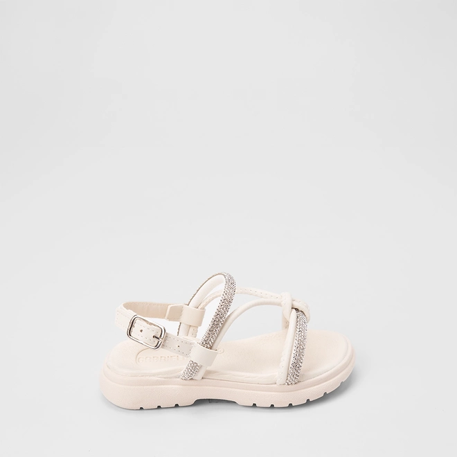 Sandália Bebê Gabrielinha Detalhe Nó & Strass Off White