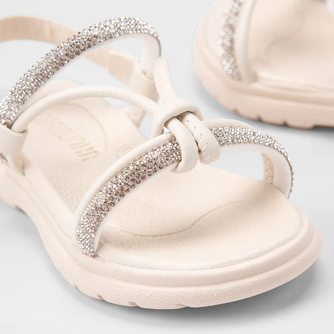 Sandália Bebê Gabrielinha Detalhe Nó & Strass Off White