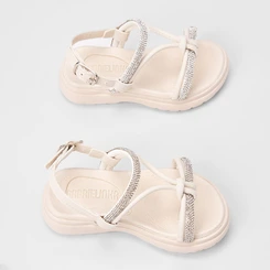 Sandália Bebê Gabrielinha Detalhe Nó & Strass Off White