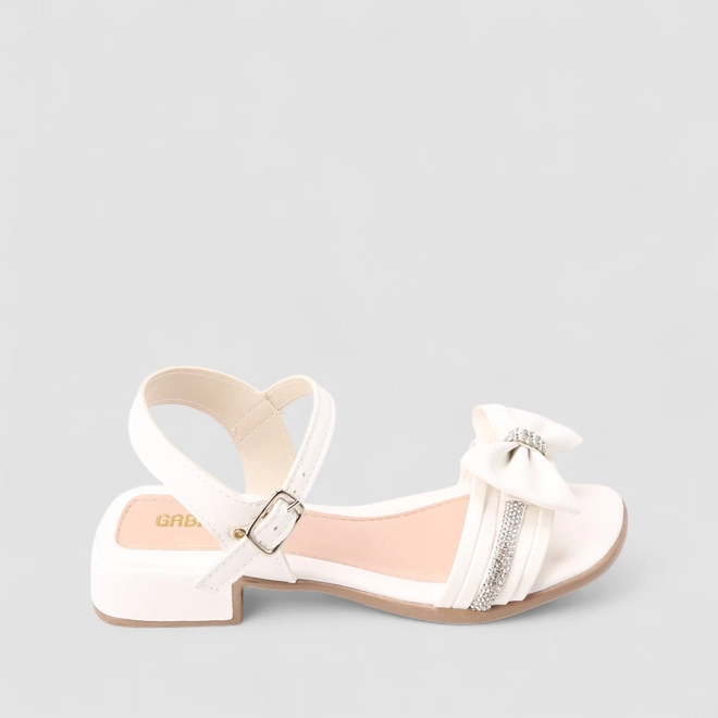 Sandália Infantil Gabrielinha Laço Strass Branco