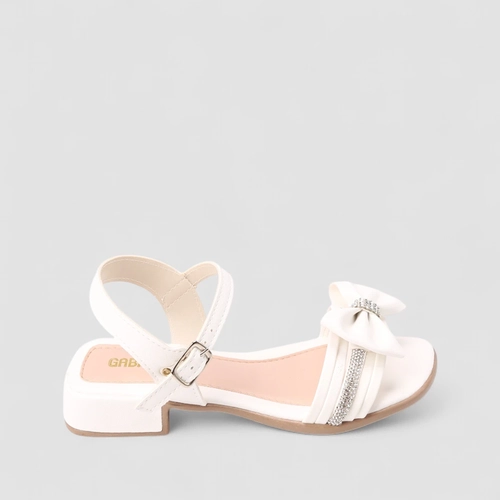 Sandália Infantil Gabrielinha Laço Strass Branco