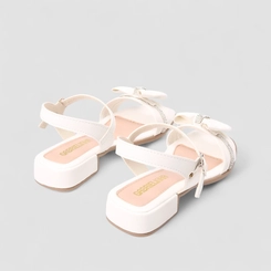 Sandália Infantil Gabrielinha Laço Strass Branco