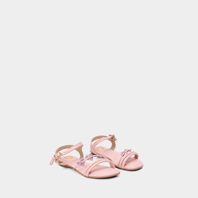 Sandália Infantil Molekinha Detalhe Coração Glitter Rosa