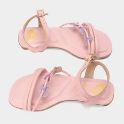 Sandália Infantil Molekinha Detalhe Coração Glitter Rosa