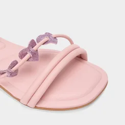 Sandália Infantil Molekinha Detalhe Coração Glitter Rosa