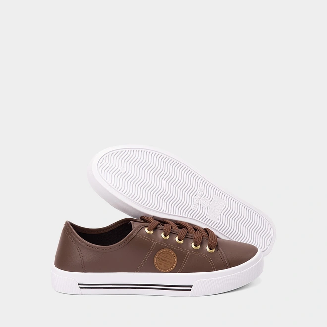 Tênis Casual Feminino Moleca Marrom