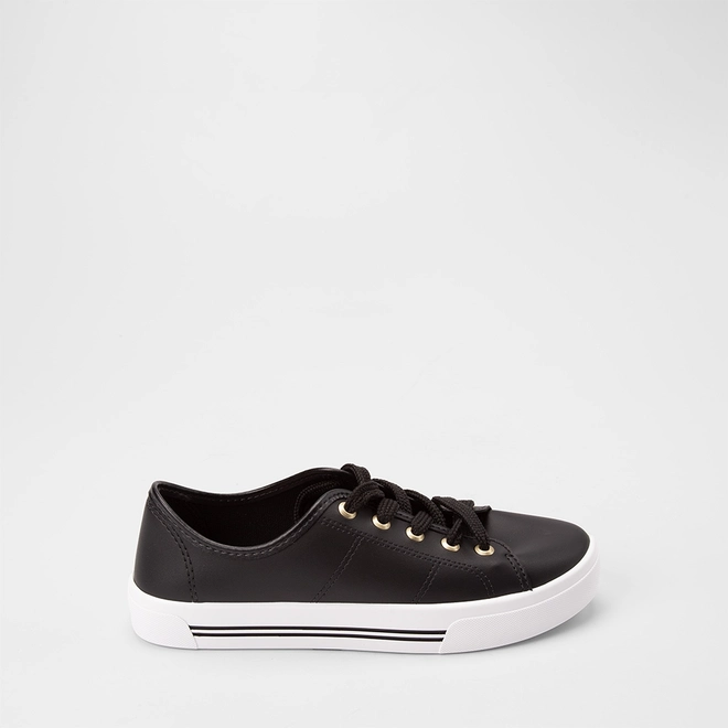 Tênis Casual Feminino Moleca Preto & Branco