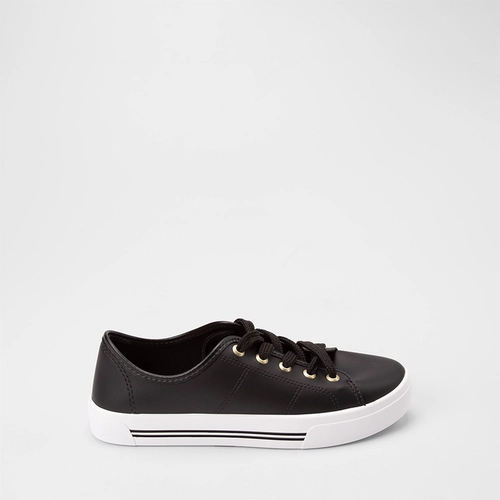 Tênis Casual Feminino Moleca Preto & Branco