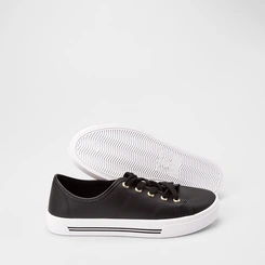 Tênis Casual Feminino Moleca Preto & Branco