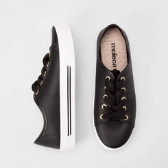 Tênis Casual Feminino Moleca Preto & Branco