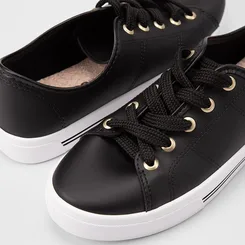 Tênis Casual Feminino Moleca Preto & Branco