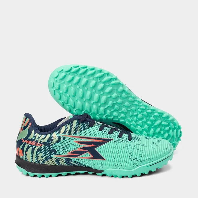 Chuteira Masculina OXN Velox 6 Society Pro Azul Ciano