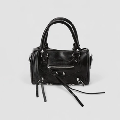 Bolsa Baú Gabriela Média Transversal Detalhe Ilhós & Tachas Preto