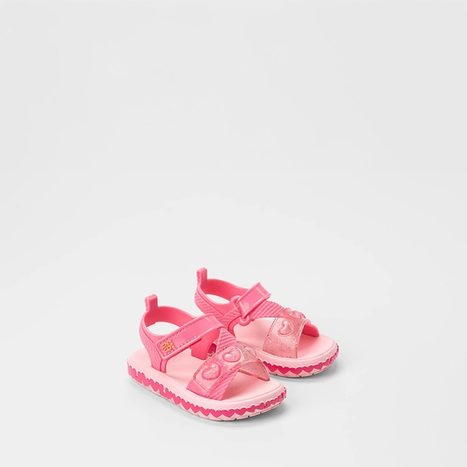 Sandália Bebê Gabrielinha Tira Contato Corações & Glitter Rosa