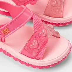 Sandália Bebê Gabrielinha Tira Contato Corações & Glitter Rosa
