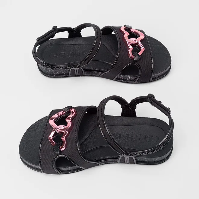 Sandália Infantil Grendha Bela Elos De Amor Preto