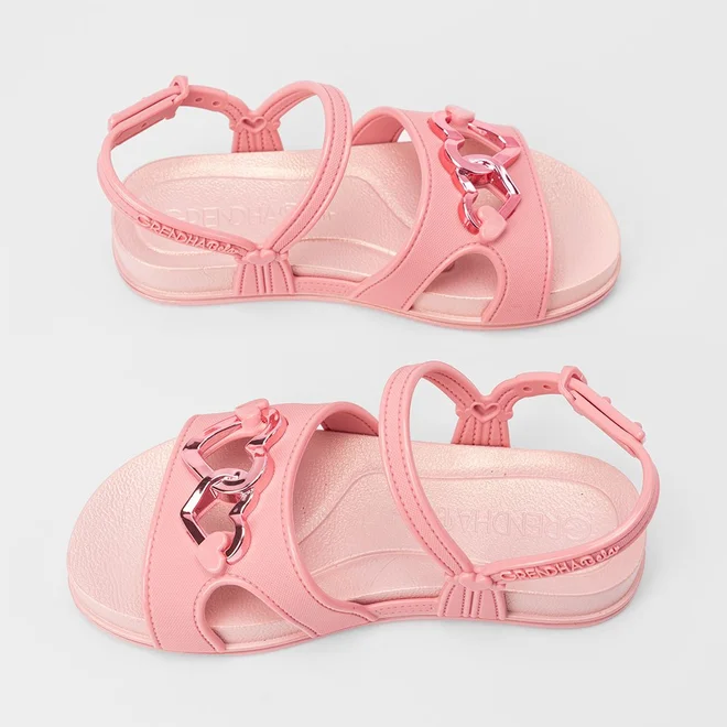 Sandália Infantil Grendha Bela Elos De Amor Rosa