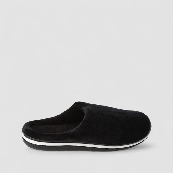 Pantufa Aberta Masculina STZ Listra Branca Preto