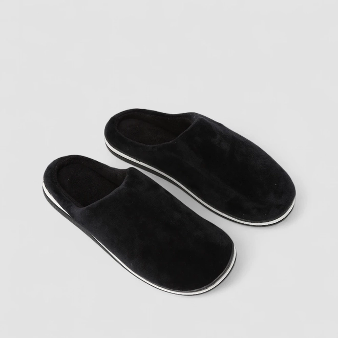 Pantufa Aberta Masculina STZ Listra Branca Preto
