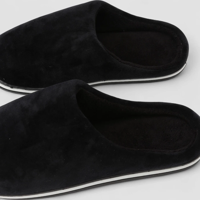 Pantufa Aberta Masculina STZ Listra Branca Preto
