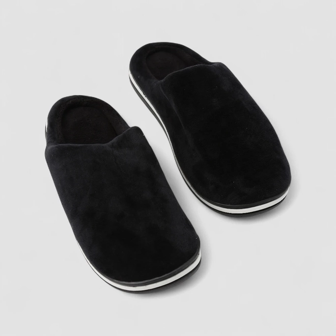Pantufa Aberta Masculina STZ Listra Branca Preto