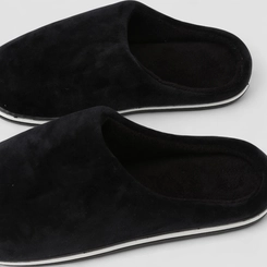 Pantufa Aberta Masculina STZ Listra Branca Preto