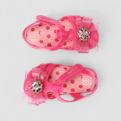 Sandália Aranha Infantil Zaxy Detalhe Laço & Flor Glitter Rosa