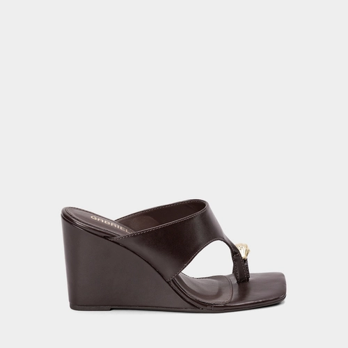 Tamanco Feminino Gabriela Salto Anabela Detalhe Bold Marrom