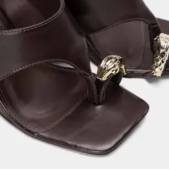 Tamanco Feminino Gabriela Salto Anabela Detalhe Bold Marrom