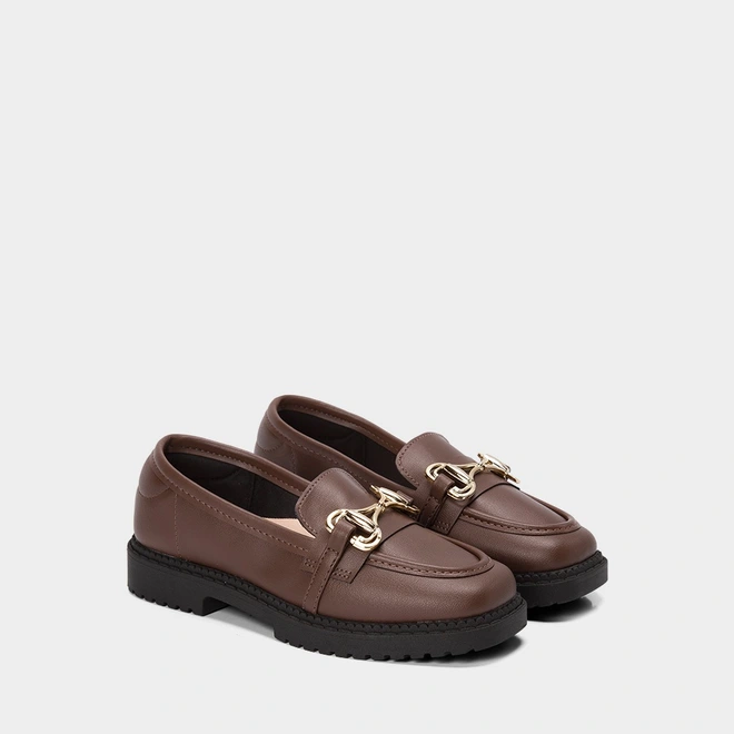 Mocassim Loafer Moleca Tratorado Fivela Marrom