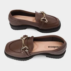Mocassim Loafer Moleca Tratorado Fivela Marrom