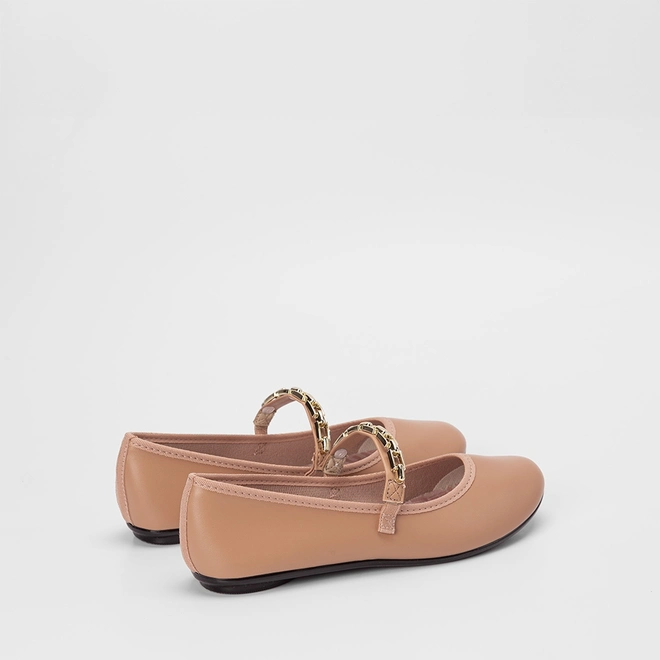 Sapatilha Boneca Feminina Moleca Enfeite Corrente Nude