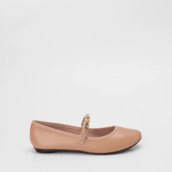 Sapatilha Boneca Feminina Moleca Enfeite Corrente Nude