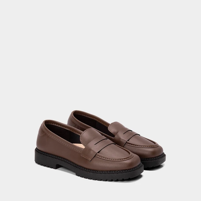 Mocassim Loafer Feminina Moleca Marrom
