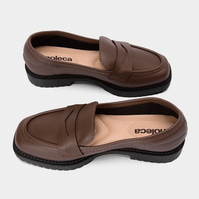 Mocassim Loafer Feminina Moleca Marrom
