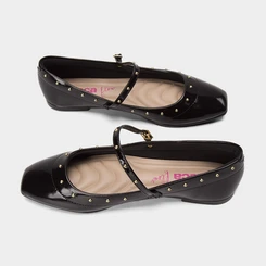 Sapatilha Boneca Feminina Moleca Verniz Preto