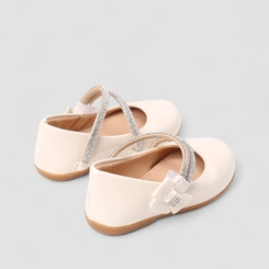 Sapatilha Boneca Bebê Gabrielinha Tiras Dupla Strass Verniz Off White
